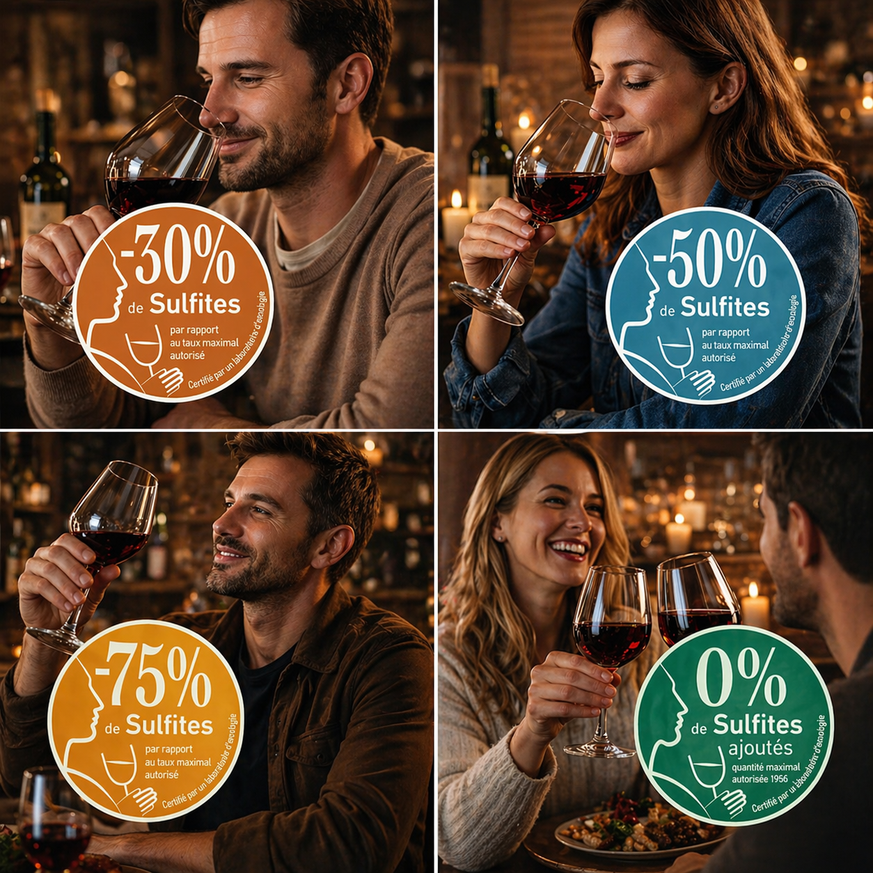 Macarons taux de sulfites sur des verres de vin
